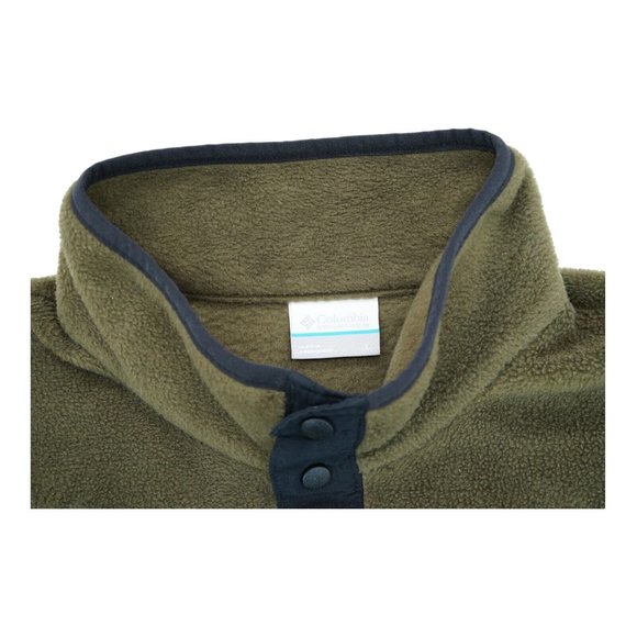 Columbia Men's Green Olive/Black Fleece 1/4 Snap Button Jacket Size Large - Picture 3 of 4
